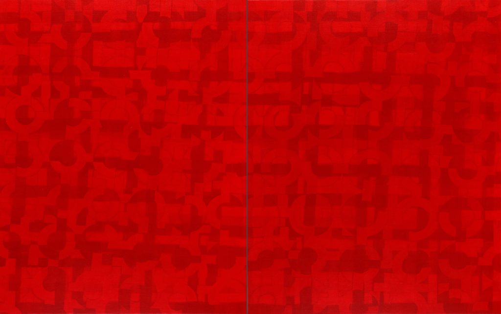 Abstract Art / Art Comcret by Romaine Fauchère Diptych Acryl / technique mixte / linen canvas 1 x 100 x 100 cm + 1 x 100 x 100 cm